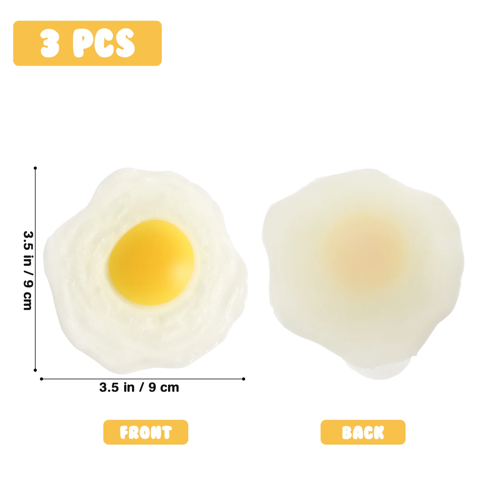 3 Pcs Fake Food Realistic Eggs Decompression Toy Pressure Relief Squeeze Artificial for Adults