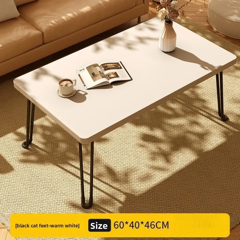 Foldable Rectangular Coffee Table - Compact Portable Dining Table for Small Apartments Living Room Study Desk Dinning Table Furn