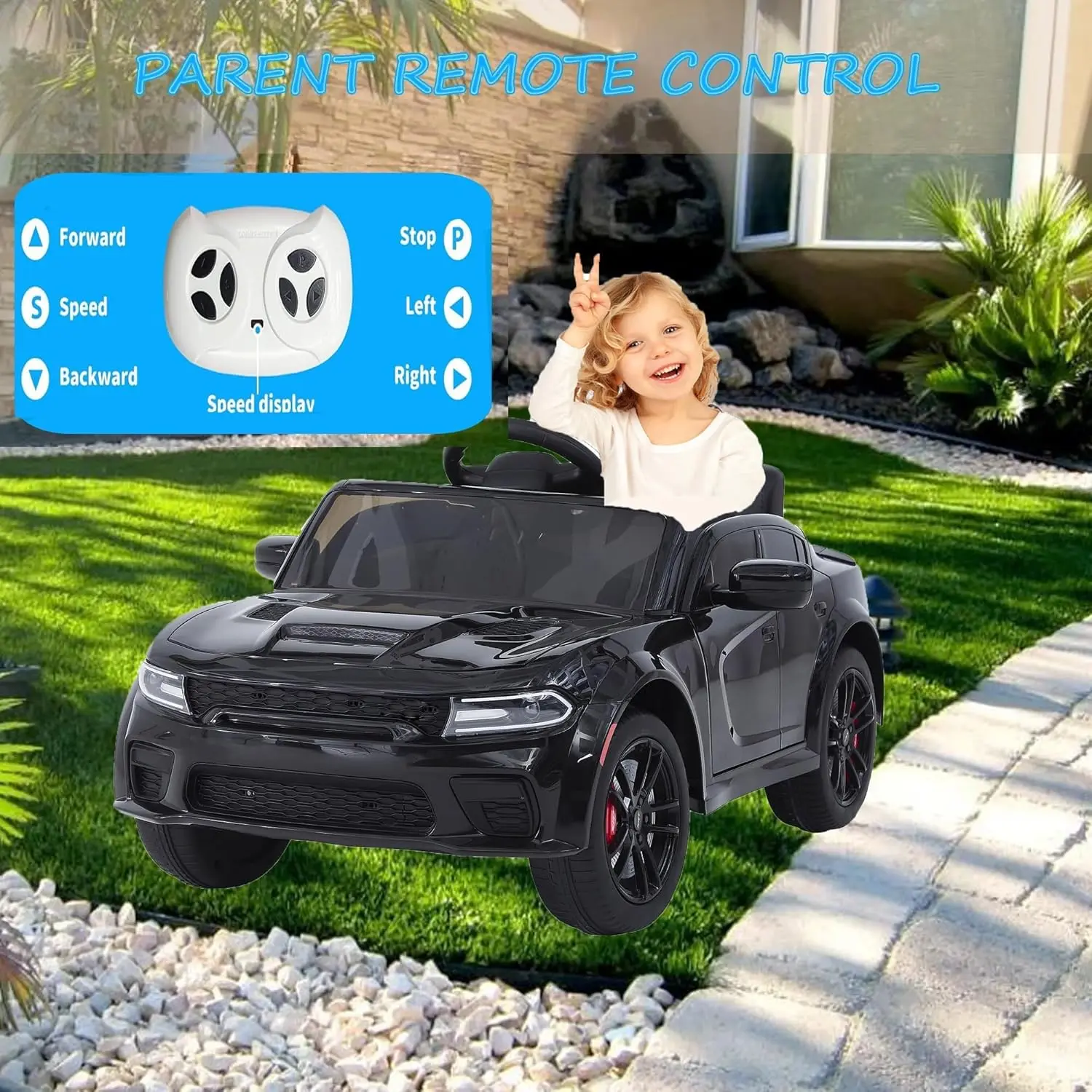 12V Kids Electric Ride On Car Toddler Vehicles to Drive with Control Remote LED Lights Battery Powered Electric Music Speaker