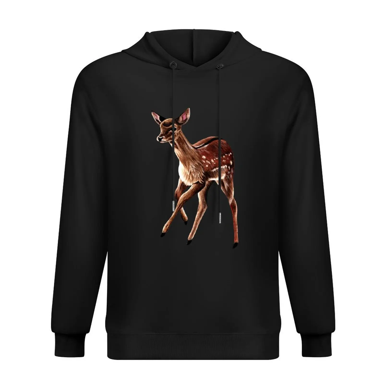 

Baby fallow deer fawn ink and watercolour painting Hoodie clothes for men anime clothing mens clothes hoodie