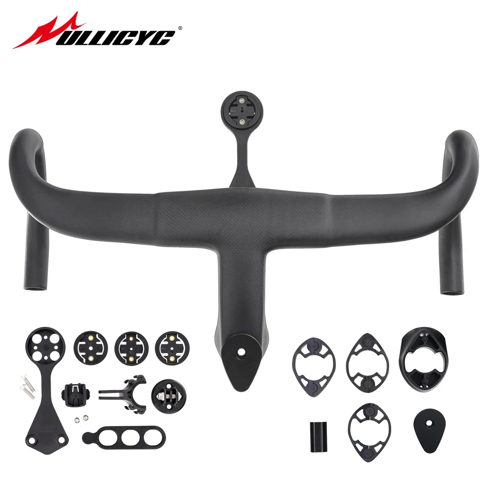 1:1 Original Only Matte Carbon Aero Integrated Road Handlebar 380/400/420/440mm with Free Mount  Road Bike Accessories