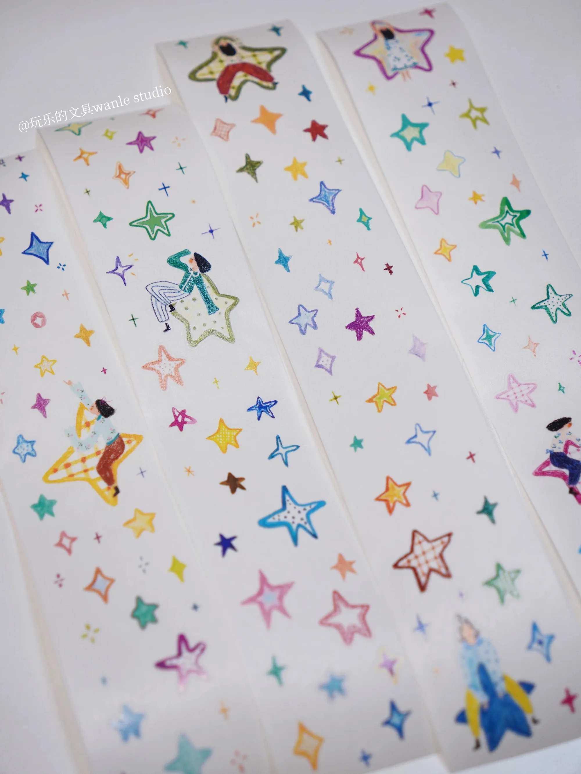 Wanle Studio Vintage Lots of Stars Summer Beach Washi Tape for Planner Card Making DIY Scrapbooking Plan Decorative Sticker