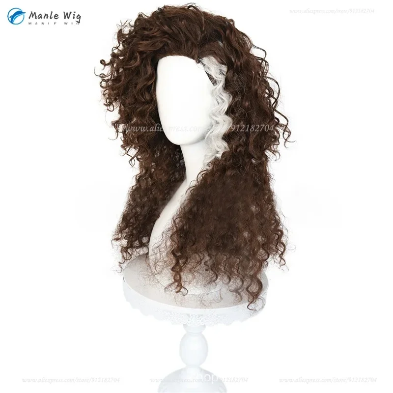 2;d'5,v\h.7/Anime Bellatrix Lestrange Cosplay Brown Highlights White Curly Wig Heat Resistant Synthetic Hair Rol8;g.j'9\k,1/ view 5