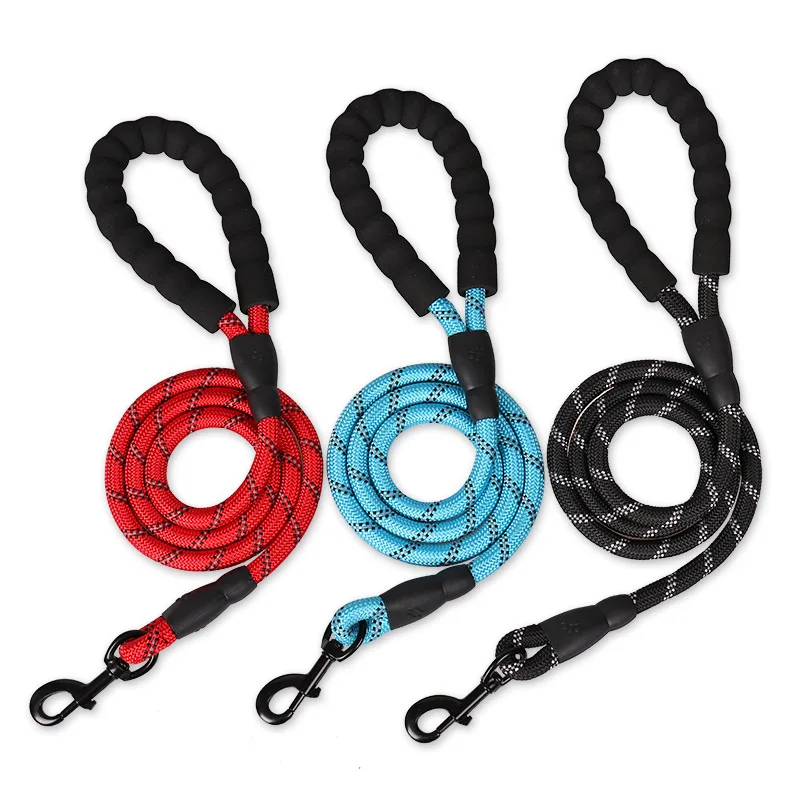 1.5M Long Pet Leash Reflective Strong Dog Leash with Comfortable Padded Handle Heavy Duty Training Durable Nylon Rope Leashes