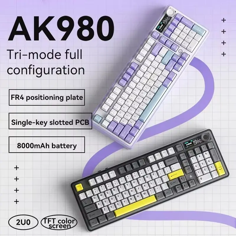 

Ajazz Ak980 Rgb Wireless Bluetooth Mechanical Keyboard Tri-Mode Hot Swap Gasket Gaming E-Sports Pc Accessories