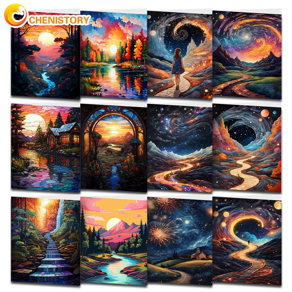 

CHENISTORY Picture By Numbers For Adults Starry Landscape Acrylic Drawing Canvas Wall Art Oil Painting By Number Diy Home Decor