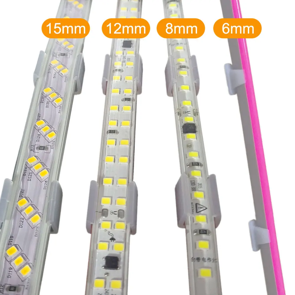 Klipsy mocujące taśmę LED Plastikowe złącze klamry Wysokiej jakości akcesoria 6 mm 8 mm 12 mm 15 mm Do WS2812 2835 Światło neonowe 220 V COB