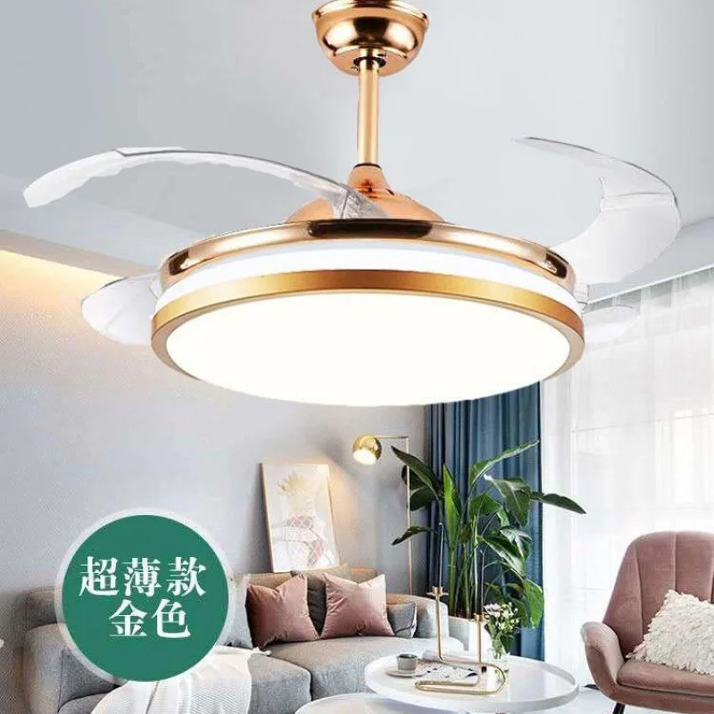 Fan Lamp Living Room Dining Room Bedroom Invisible Frequency Conversion Modern Simple Bluetooth Audio with Electric Fan Integrat