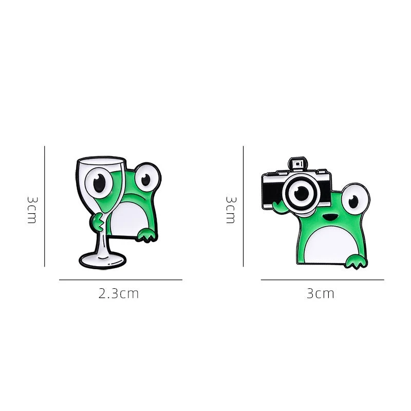 بروش برسوم كرتونية مضحكة من المينا الضفدع ، بروش لطيف ، دبوس طية صدر لكاميرا القدح الإبداعي ، إكسسوارات ملابس حقائب الظهر والقبعات ، 2 *