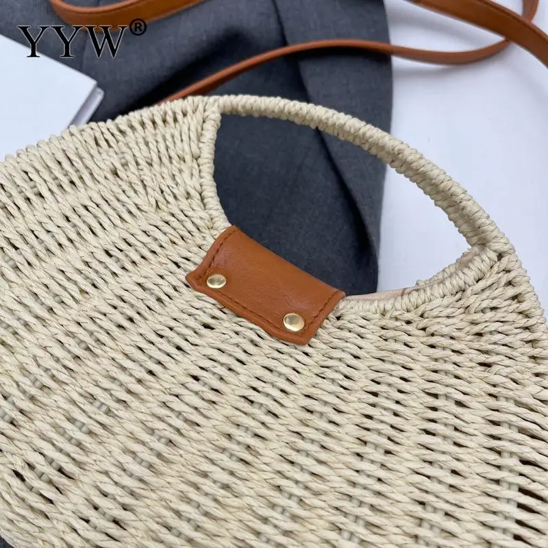 Lina papierowa listonoszówka kobiet na wakacje na plaży plecione Crossbody torby słomiane modne klapki kopertówka Bolsos Mujer