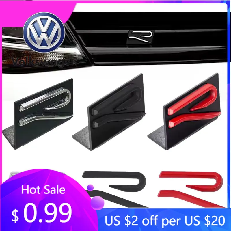 

For VW Volkswagen Jetta MK5 Golf 3D Metal Logo R Emblem Car Front Grill Badge Rear Trunk Sticker For Volkswagen VW Polo MK8 Pass