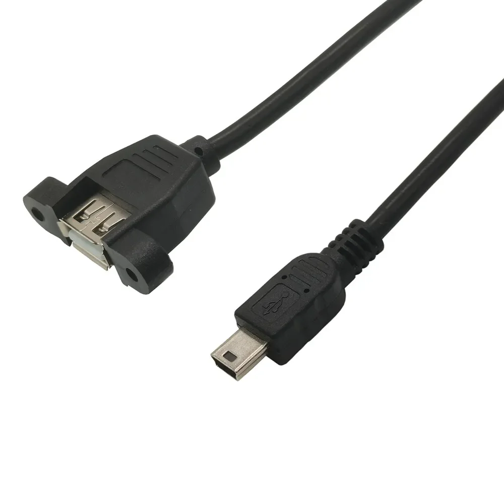 0.3m 0.5m Mini 5P Male to USB A Female Panel Mount Screw Holes Extension USB-A F to Mini USB M Connector 5pin Adapter Cable