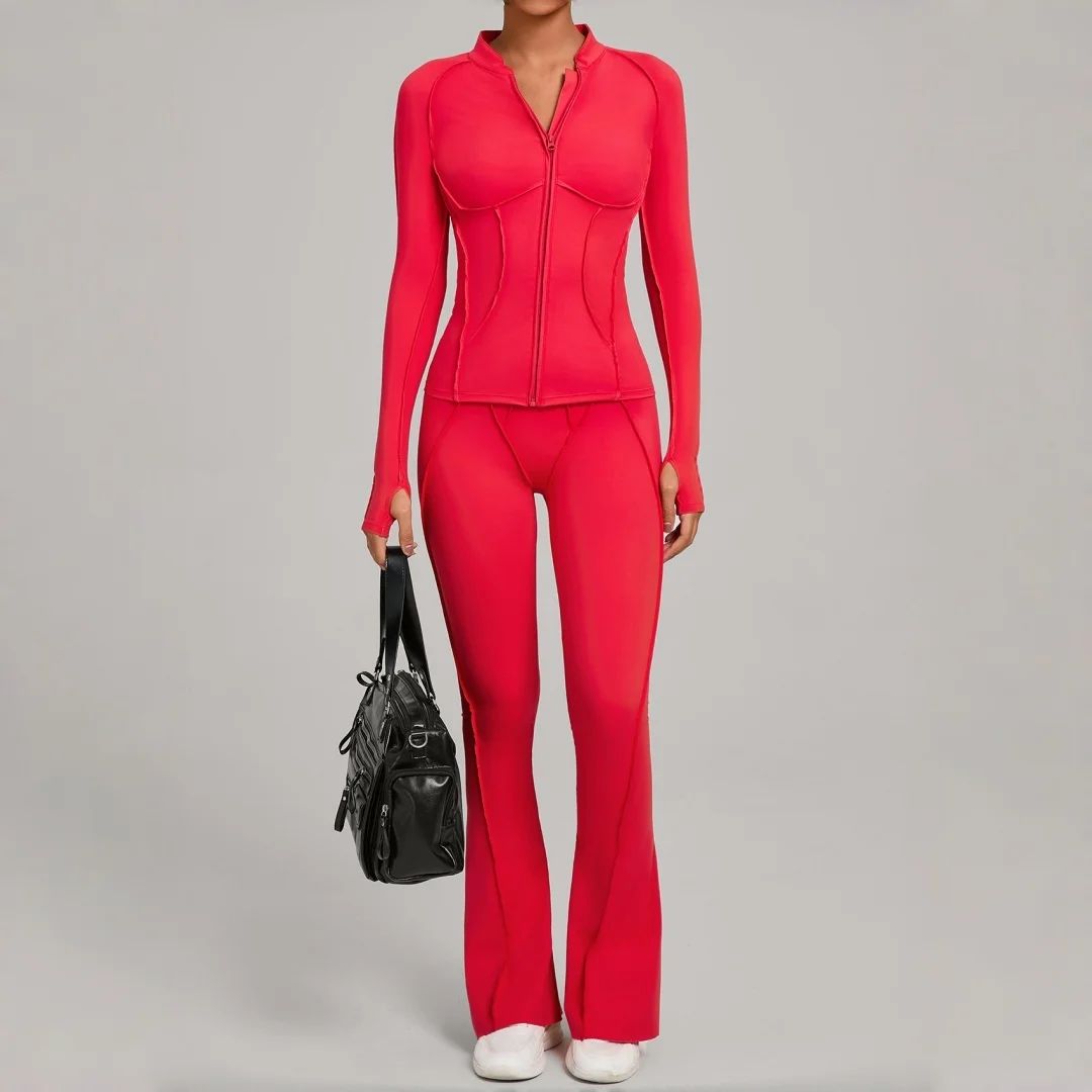 

Женская спортивная куртка на молнии из 2 предметов, комплекты для йоги, тонкий, с высокой талией, подтягивающий бедра, костюм для йоги, фитнеса, бега, тренировок в тренажерном зале, комплект для йоги