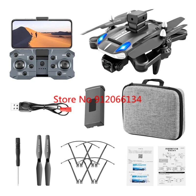 

4K Professional HD ESC Camera 3-Way Obstacle Avoidance Drone Optical Flow Positioning Foldable Quadcopter K8 Update Dron Gifts