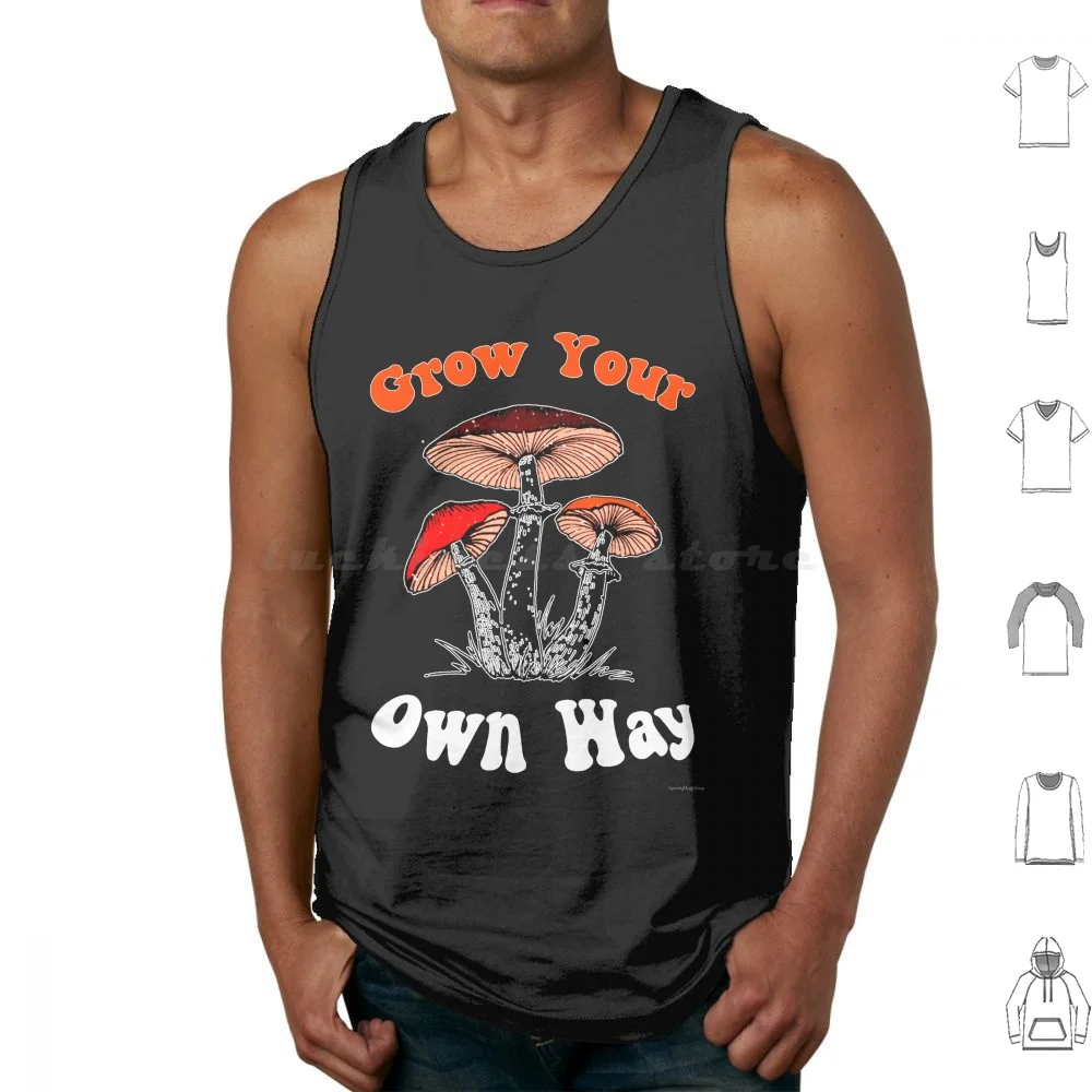 Grow Your Own Way , Shroomz Tank Tops Print Cotton Grow Your Own Way Shroomz Psychedelic Mushroom Trippy Mushrooms