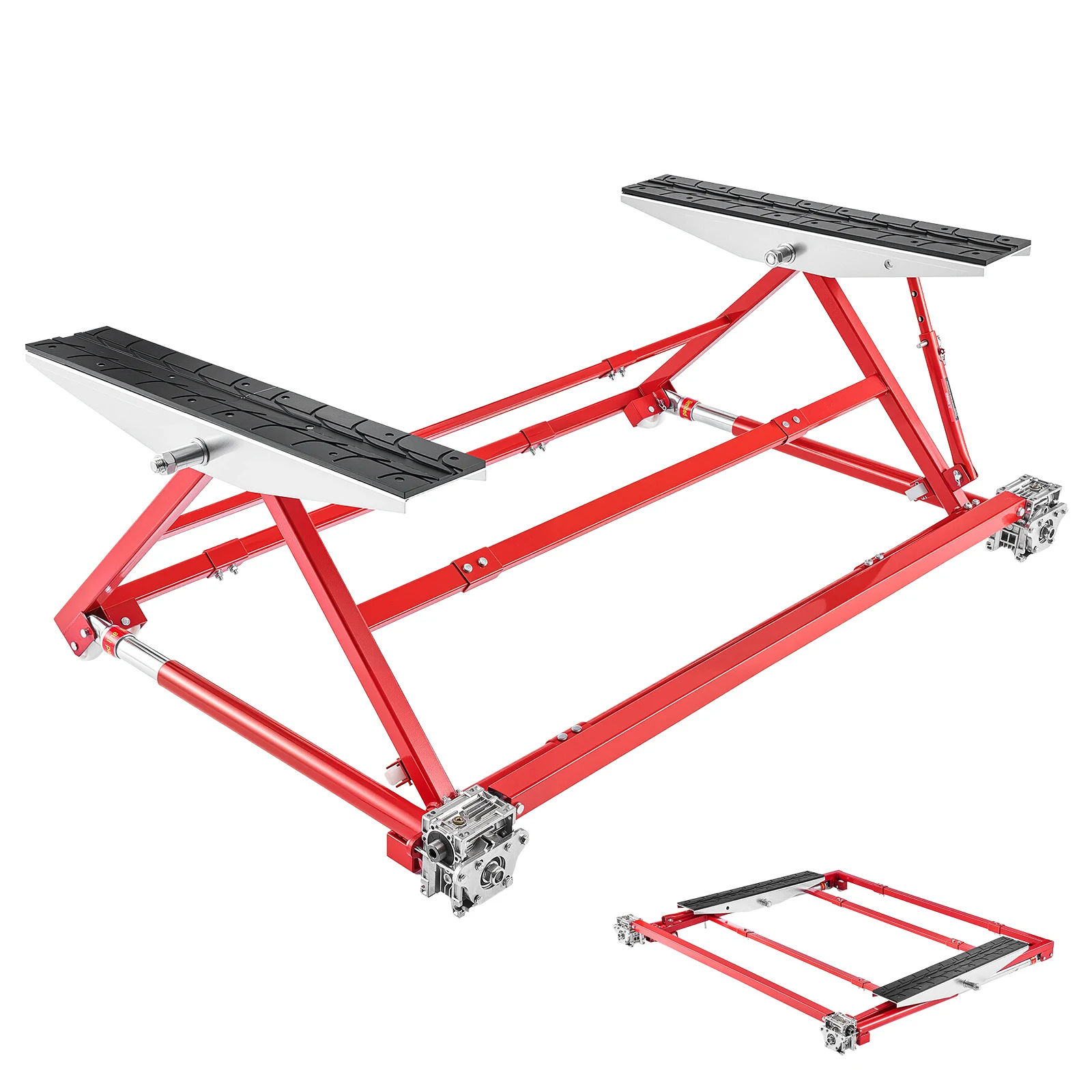 SucceBuy Portable Car Lift 4400 lbs Capacity Steel with 23 in Max Height Adjustable Width and Wheels Manual Lifting for Cars