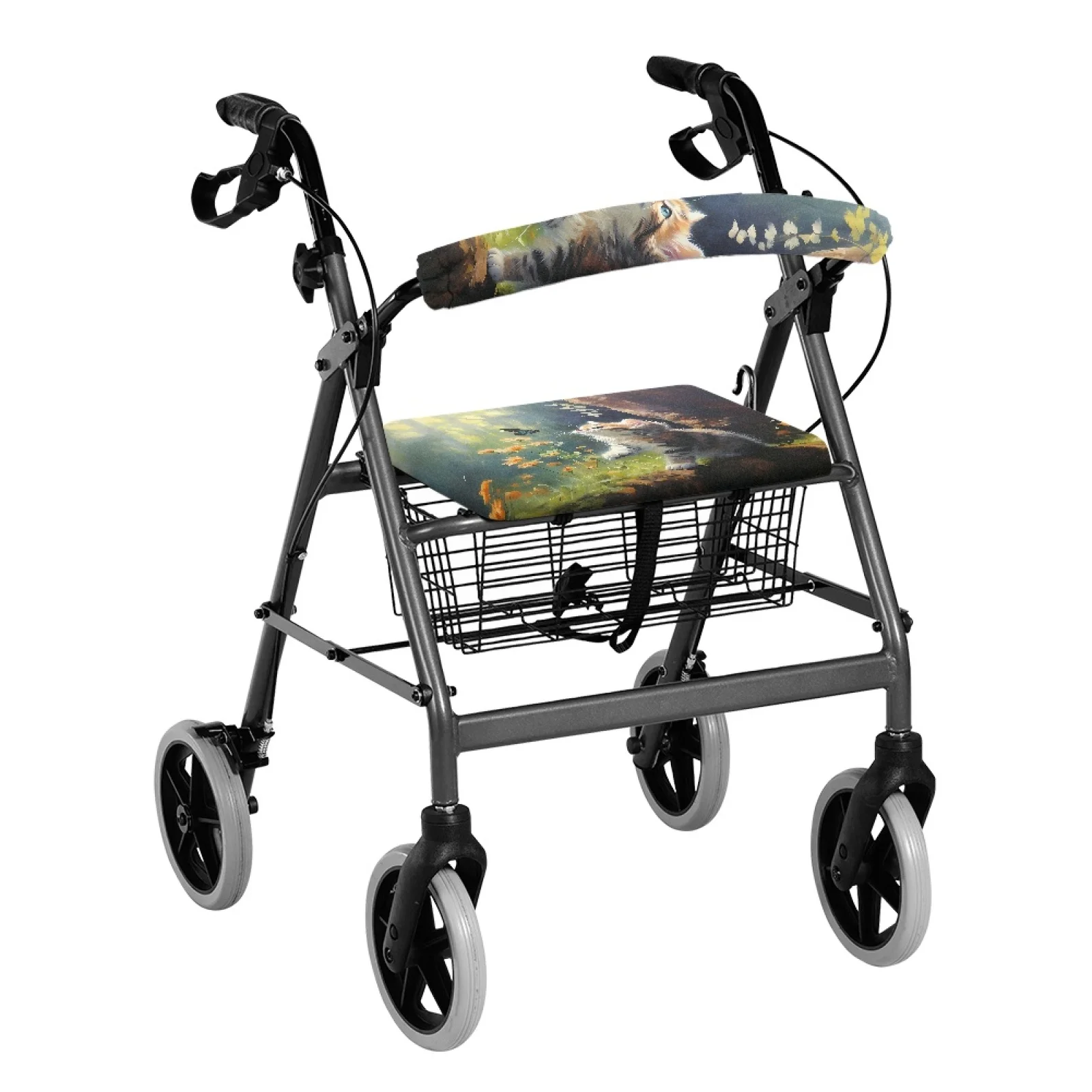 Coloranimal Cat Forest Scene Print Pack of 2 Rollator Seat Cover for Senior Ladies Walker Seat Set New Design