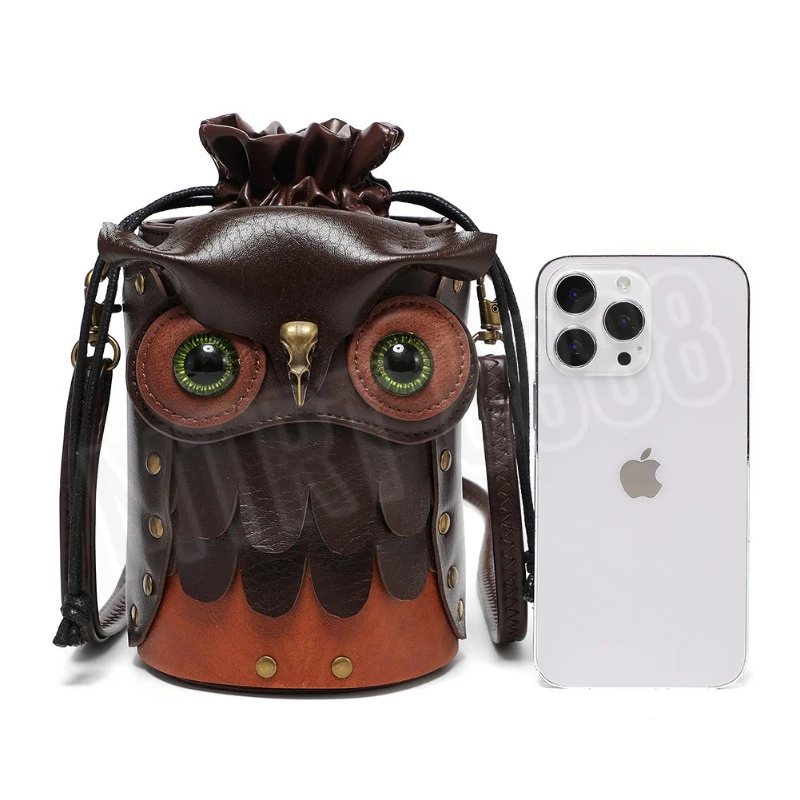 Retro Style Owl Women's Shoulder Crossbody Bag Niche Mini Outdoor Mobile Phone Bag Motorcycle Steam Punk Crossbody Bag