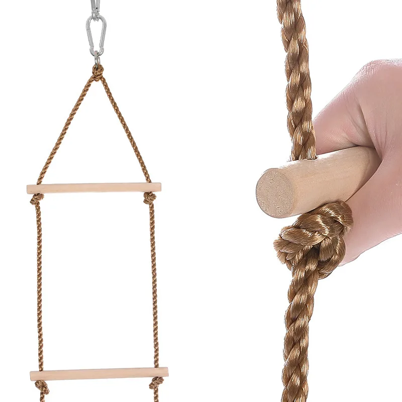 Scala in corda di legno corda sportiva altalena arrampicata-scala appesa per parco giochi per altalena, giocattolo per scala ad albero per esercizi per bambini