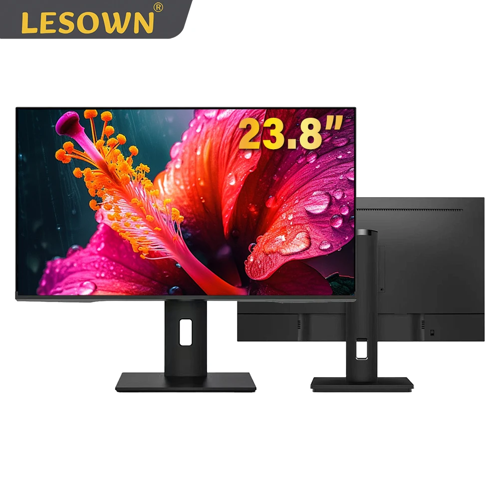 LESOWN Touch LCD Screen 23.8 inch 1920x1080 Ultra Slim VGA-HDMI Compatible VESA Office Desktop Computer Display with Speakers