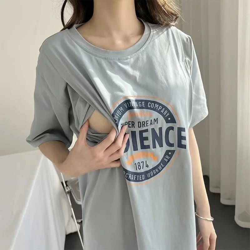 

Nursing Dresses Pregnant Breastfeeding Dress For Women Summer Maternity Loose Casual Feeding Clothing Pregnancy Home Clothes Hot