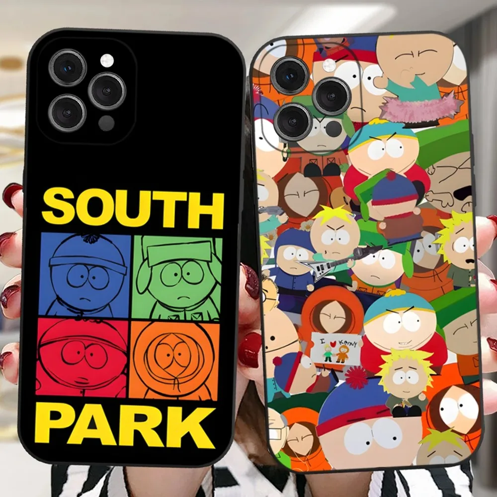 S-South Cartoon P-Park Phone Case For iPhone 16,15,14,13,12,11 Plus,Pro,Max,XR,XS,X,7,8 Plus,SE,Mini Silicone Soft