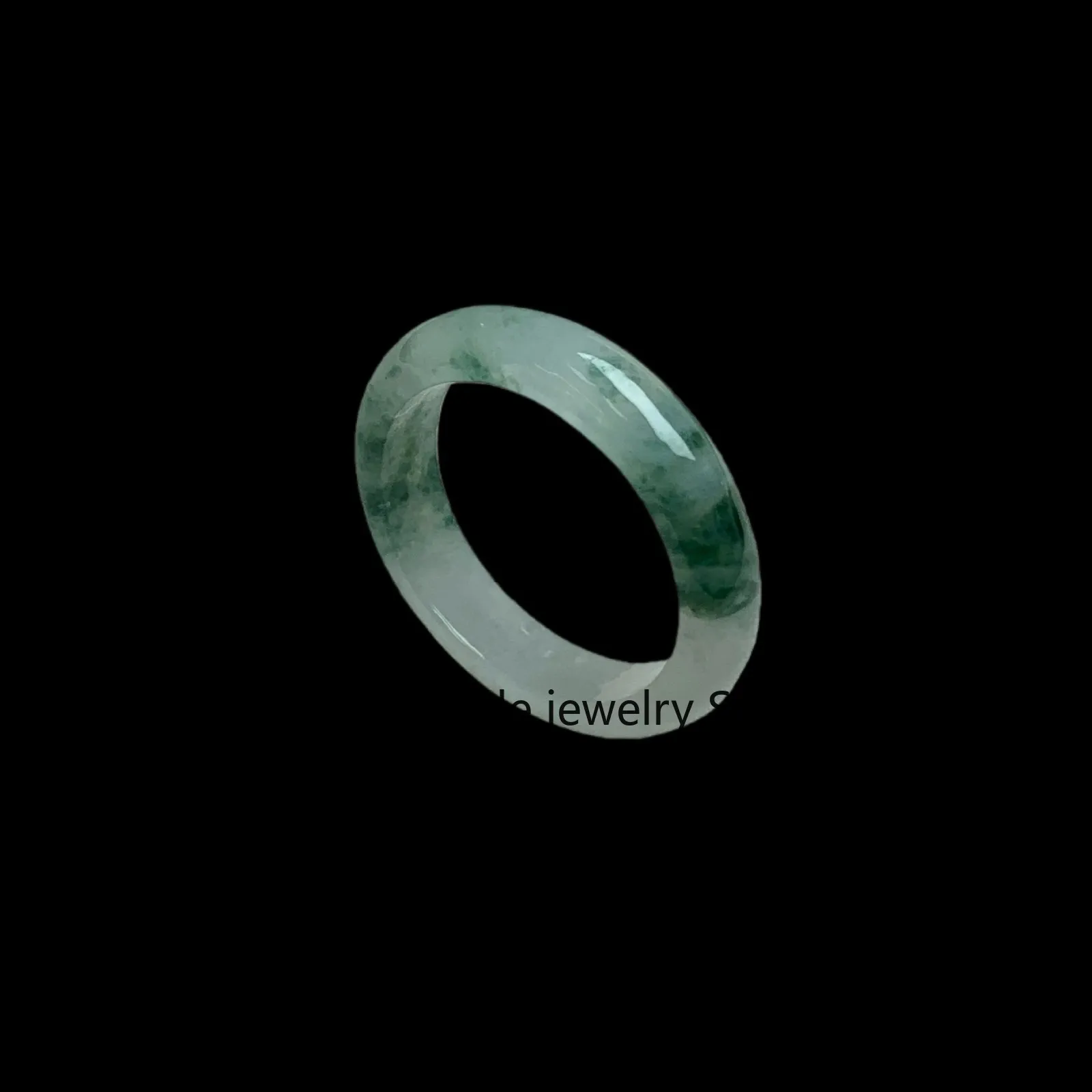 A Grade Myanmar Ice Floating Blue Flower Jadeite Ring 19mm Unisex Lucky Jewelry