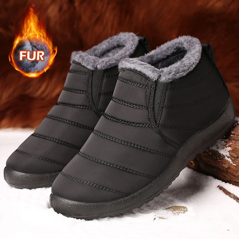 Boots Men Snow Warm Lightweight Winter Boots For Men Flat Man Shoes Unisex Ankle Boots Waterproof Footwear Men's Work Shoes