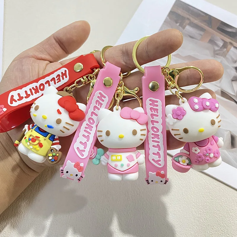 Kawaii Sanrio Hello Kitty porte-clés Anime dessin animé cannelle voiture porte-clés poupées pendentif sac à dos ornements cadeaux pour amis