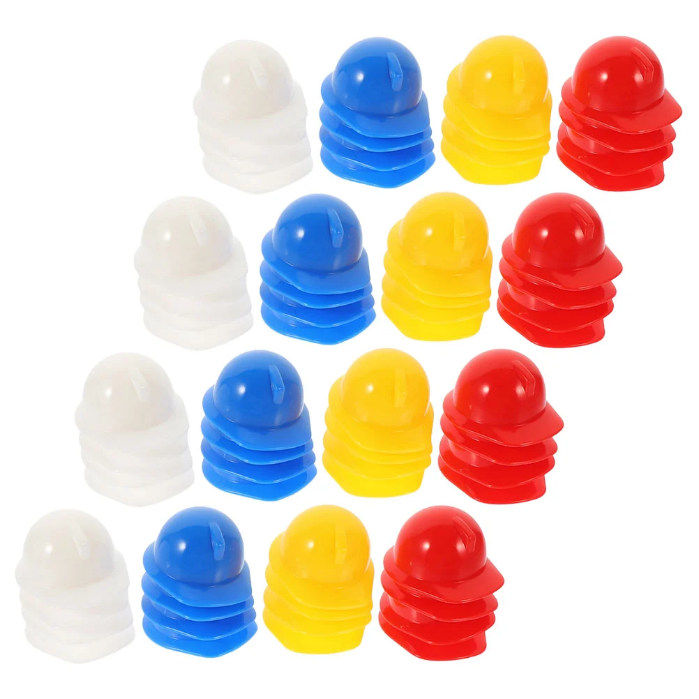 

80 Pcs Mini Construction Hat Realistic Accessories Skateboard Sturdy Creative Plastic Bird Miniature Safety Hats