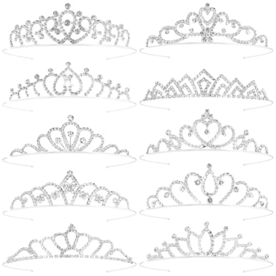 

Tiaras Crowns Headbands for Girls Women 10 Pcs Small Princess Tiara Bulk Crown Tiaras Rapunzel Crowns for Wedding Birthday Crys