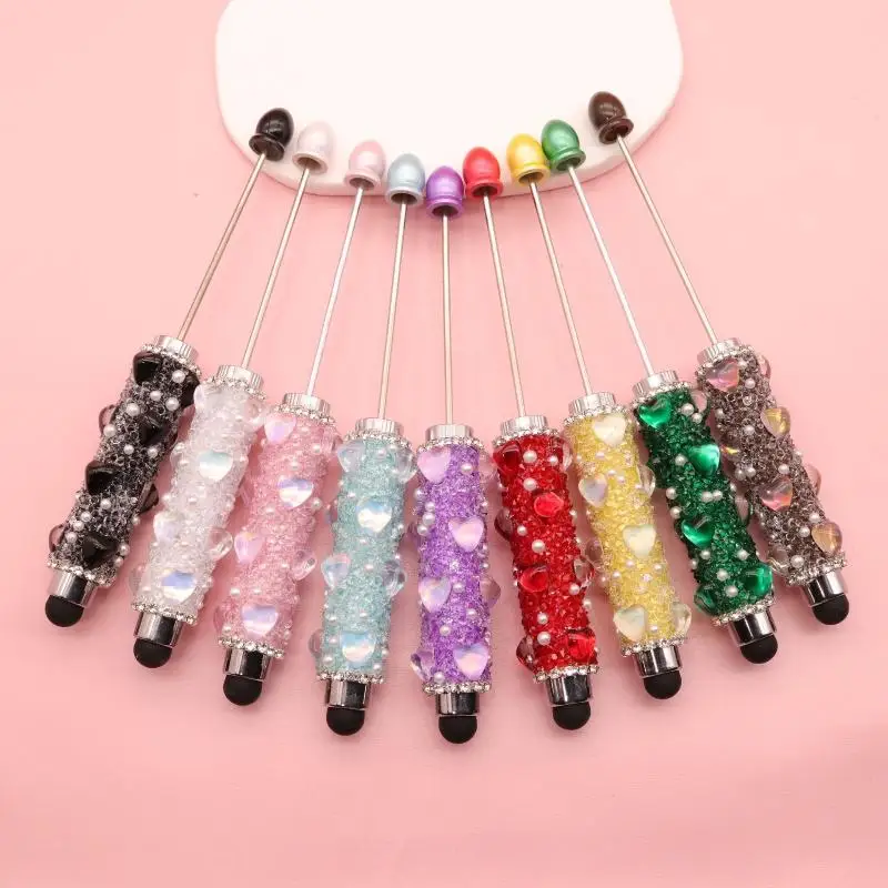 

1 шт., многофункциональная креативная шариковая ручка с бусинами, емкостный сенсорный экран, офисные учебные принадлежности, подарочная шариковая ручка