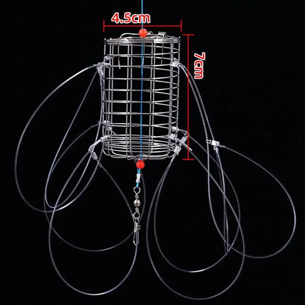 Stainless Steel Crab Catching Tool Steel Wire Lure Trap 8 Laps Crab Fishing Cages Feeder Fish Cage Crab Trap