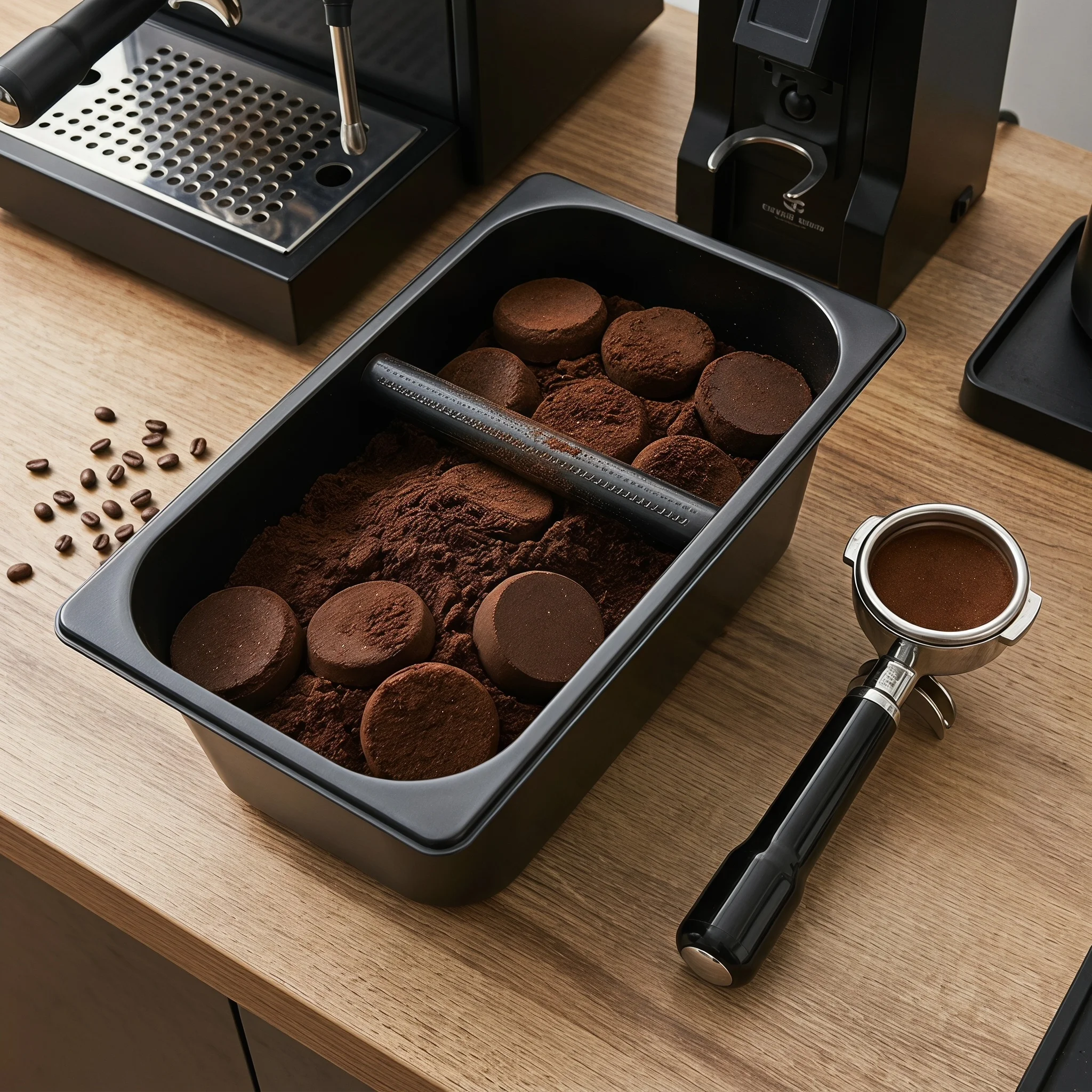Knock Box Coffee Large Stainless Steel Black Drawer For Ninja Waste Container Storage Bin Dump Box Trash Bucket Cafe Accessories
