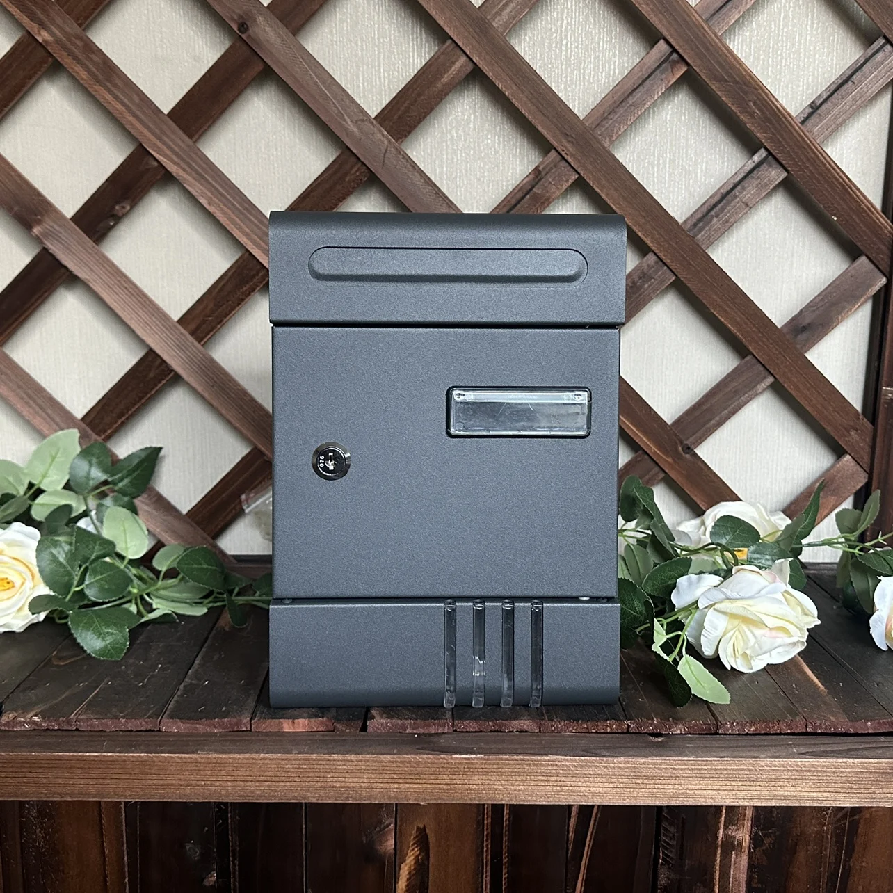 Lockable Commercial Windproof Wall Mount Mailbox Metal Delivery Box with 2 Keys Outdoor Postbox Letterbox for Gate Home