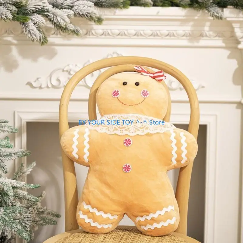 

Festival Gingerbreadman Stuffed Throw Pillow for Christmas Festival Soft Plush Toy Pillow Seasonal Holidays Home Decors U6XE