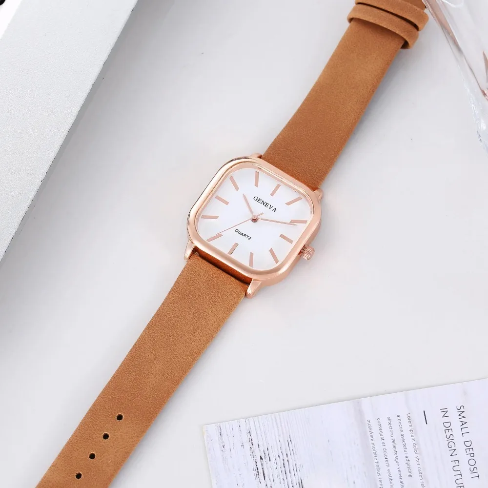 Retro Square Quartz Fashion Watch Simple Luxury Square Dial Watches Leather Band Wristwatch for Men Women Clock Relogio Feminino