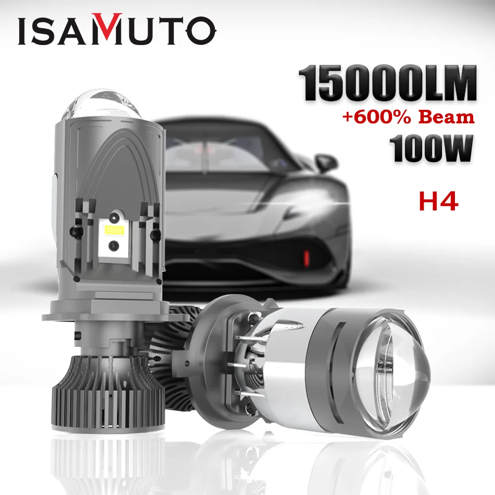 

Светодиодная лампа для фар H4 9003 HB2 P43t с мини-линзой, 9-60В, 100Вт, 7000К, 15000Лм, белая, автомобильная, с увеличенным световым потоком на 600%, с вентилятором, ISAMUTO FE321LA