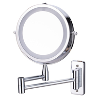 Bathroom Led Mirror Makeup Mirror With Lights No Hole Wall Mounted Folding Telescopic Mirror Swivel Dual Face Dressing Mirror