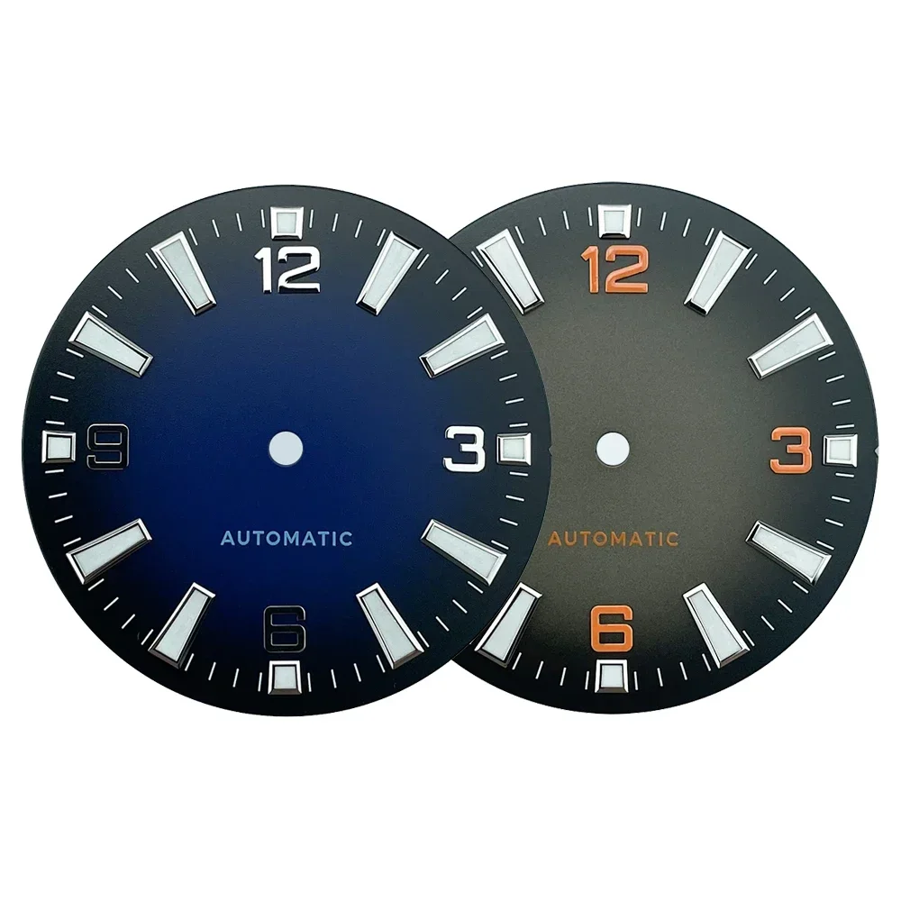 33mm Nologo Black/Orange Sterile Watch Dial for nh38 nh35 Movement Planet Style Mens Watch BGW9 Lume