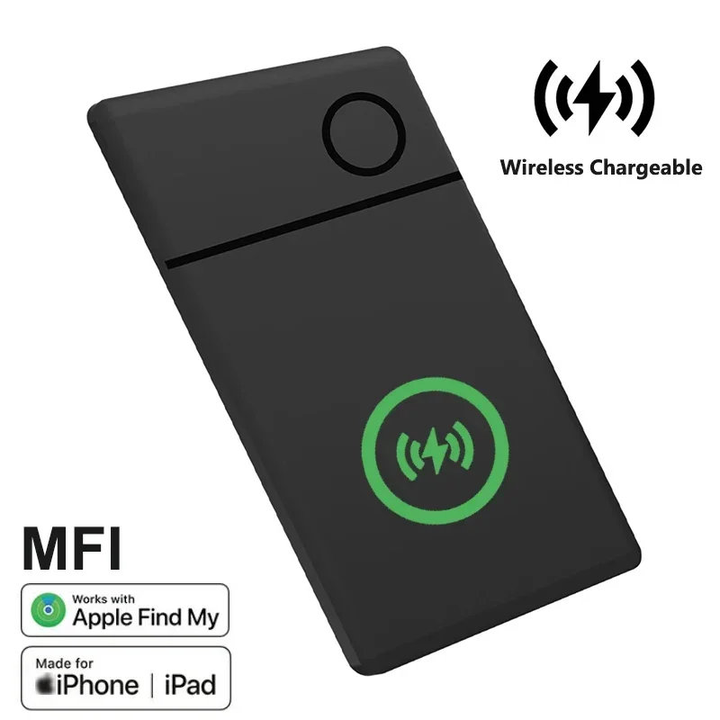 Wireless Rechargerable Smart Card Tracker Work with Apple Find My App Back Cover Icard Tag for Iphone Airtag ID Card Finder