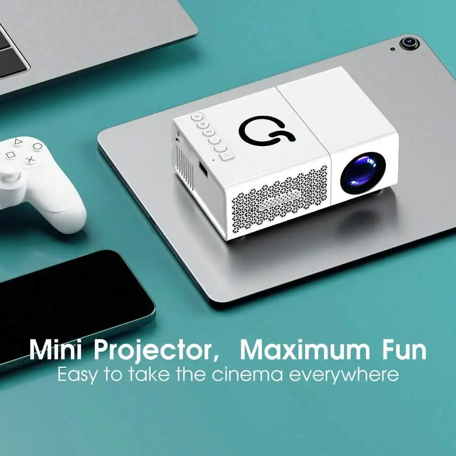 Sleek Mini Projector, 720P Native Resolution With 1080P Support, Portable LED Video Display, Perfect For Home Cinema And Living Room Movie Night, Compatible With USB/HD/SD Card/AV Inputs, Built-In Speakers & Remote Control, 4:3 Aspect Ratio