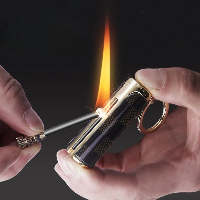 10,000 Times Kerosenes Lighter Keychain Cigarette Lighter Multifunctional Creative Windproof Smoking Accessories Men's Gift