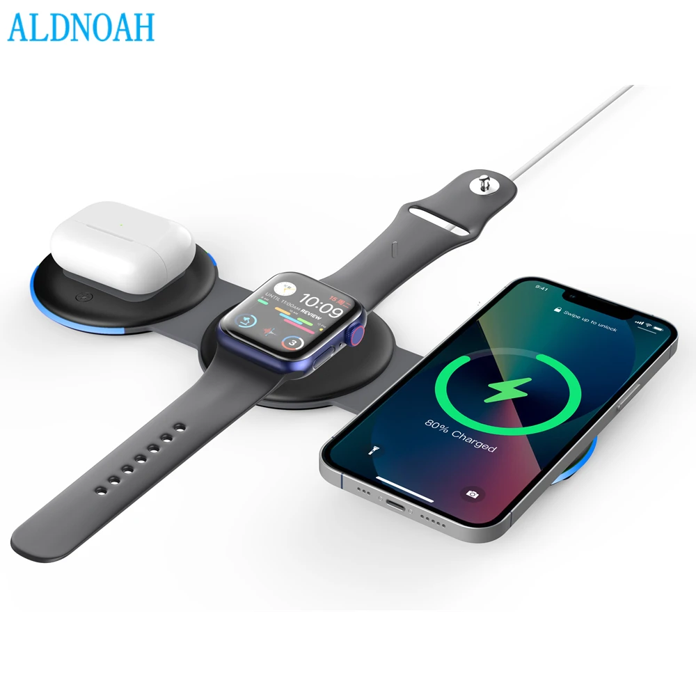 

3 in 1 Wireless Charger Magnetic Foldable 15W Fast Charging Station for iPhone 14 13 Pro Max 12 Mini AirPods Pro iWatch 8 7 6 SE