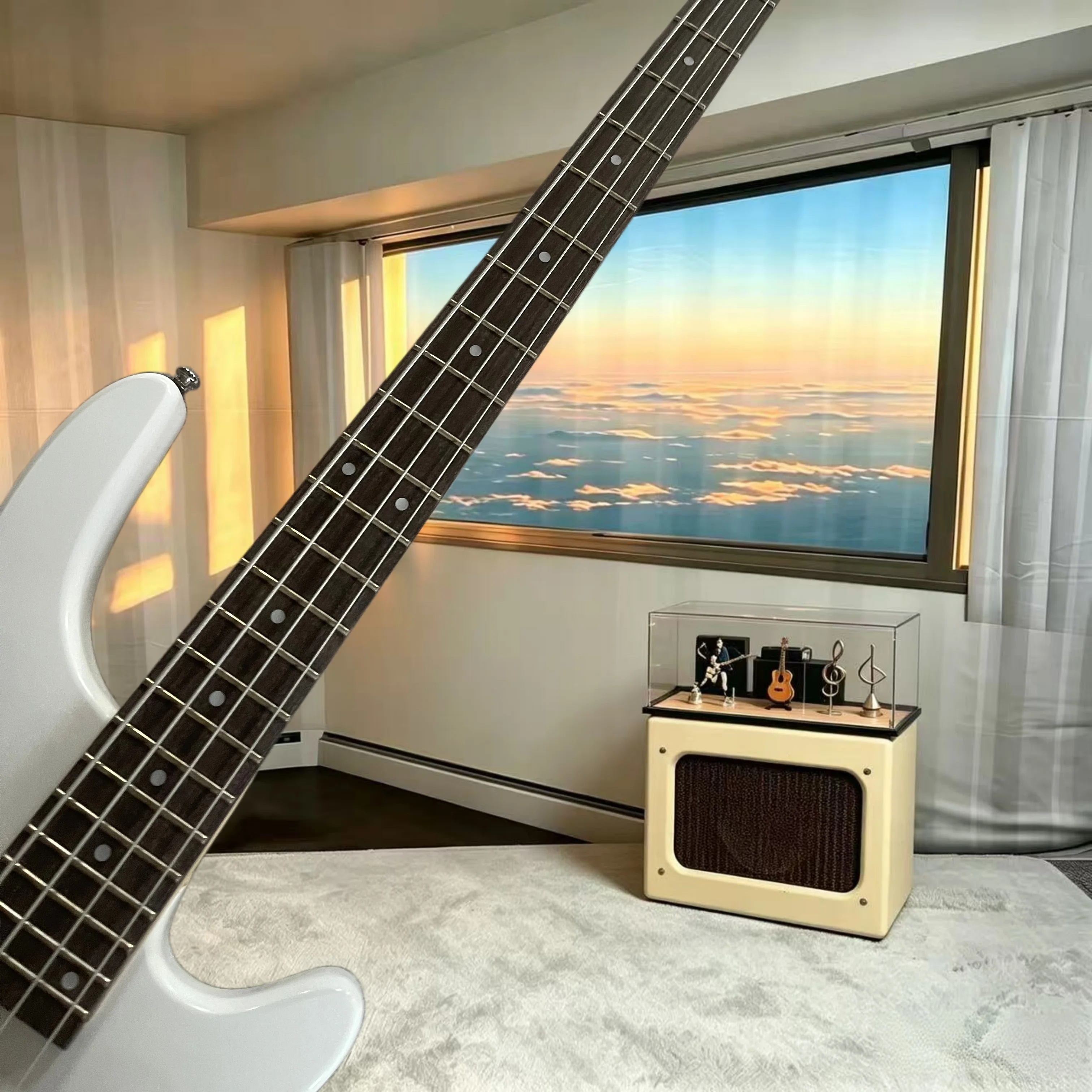 Gloss White 4‑String PB Electric Bass PJ Combined Pickups Rosewood Fretboard Chrome Hardware Bass Guitar Rock Funk Pop Metal