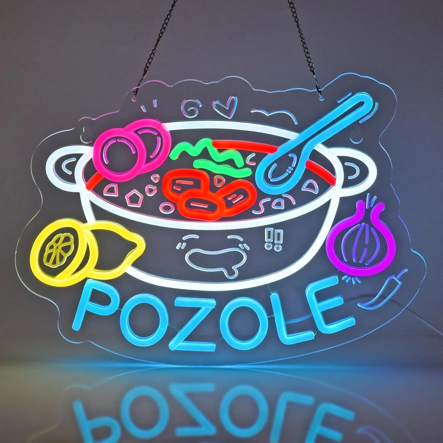 Letrero Luminoso de Neón con la Palabra 'Pozole', Decoración de Pared para Restaurante Mexicano, Mercado de Comida Latina, Fiesta, Cocina, Decoración del Hogar, USB