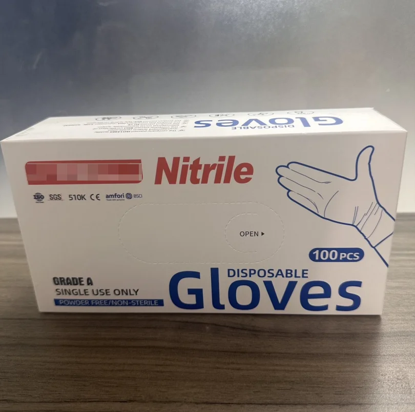 

100Pcs/Box Blue Nitrile Gloves Disposable Waterproof Blue Gloves S/M/L Size