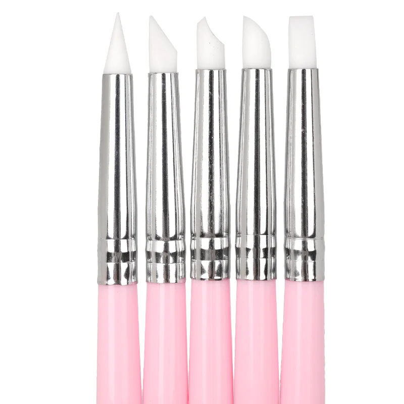 

5pcs Dental Silicone Resin Brush Pen Adhesive Composite Cement Porcelain Dentist Technician Tools 3/5/8mm