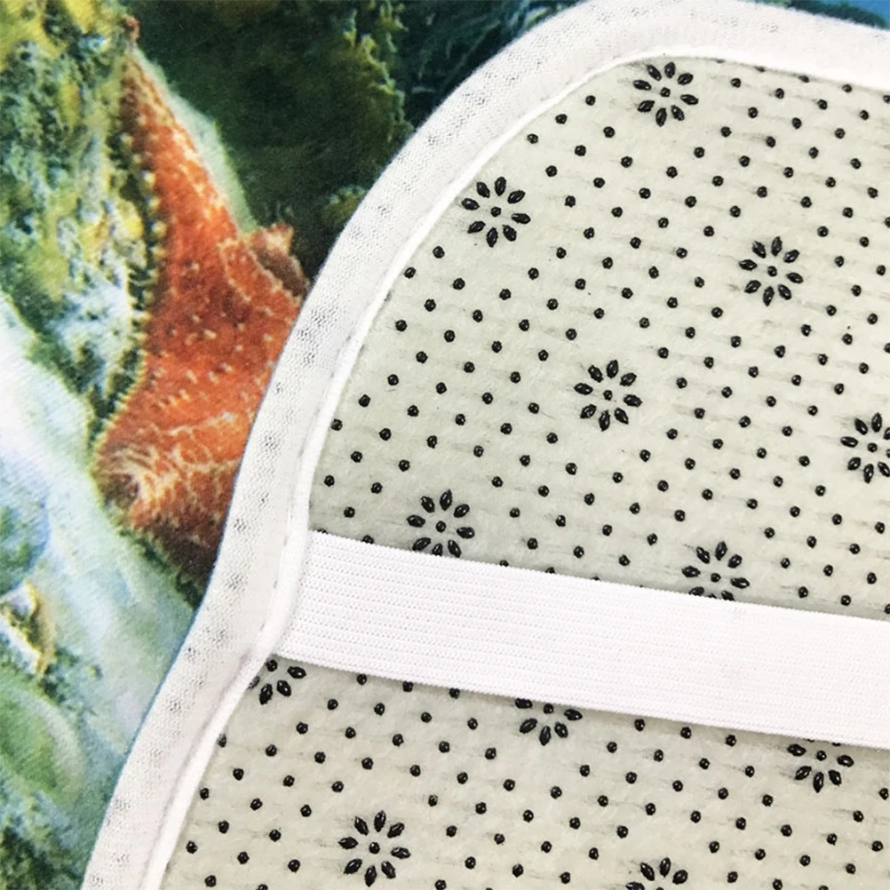 

Sea Pattern 3 in 1 Toilet Mat Set Antiskid Washroom Carpet Bathroom Decor Non Slip Easy Clean Toilet Mat