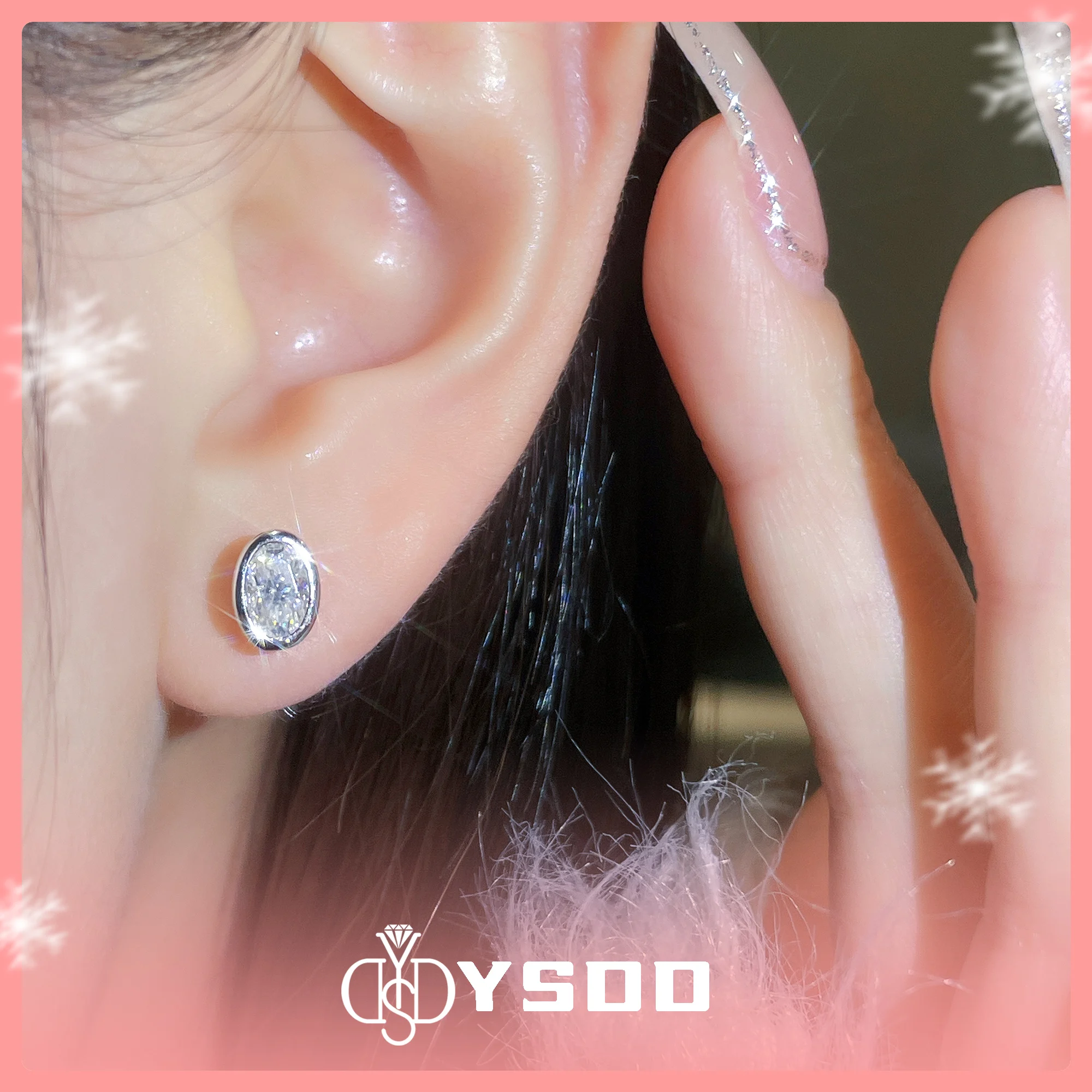 #162 YSDD Authentic 0.5ct Moissanite Fashion Earrings D Color VVS1 Moissanite Earrings 925 sterling Silver women's stud earrings